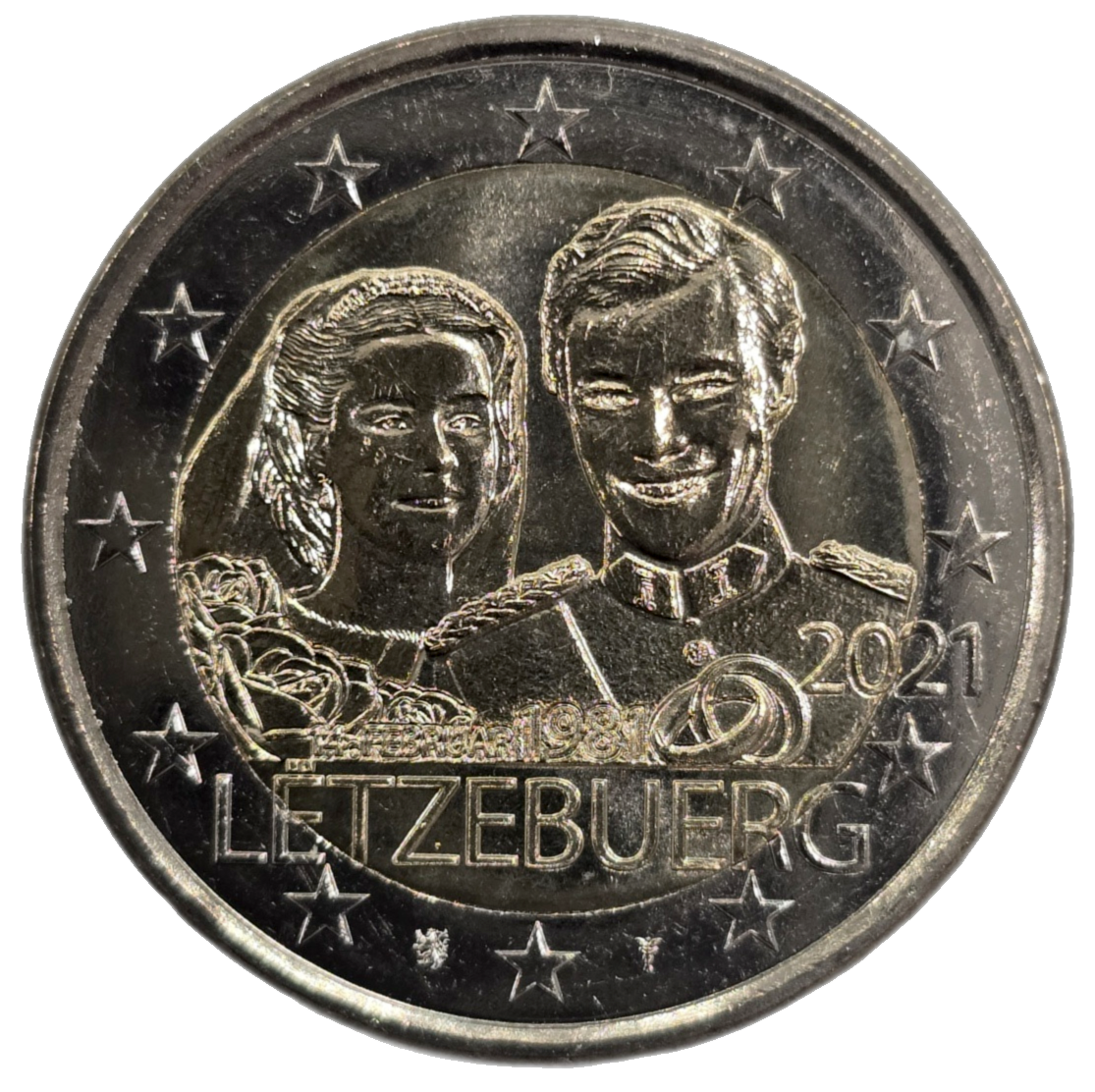 2 euros conmemorativa 40 aniversario de matrimonio del Gran Duque Enrique y la Gran Duquesa María Teresa - normal